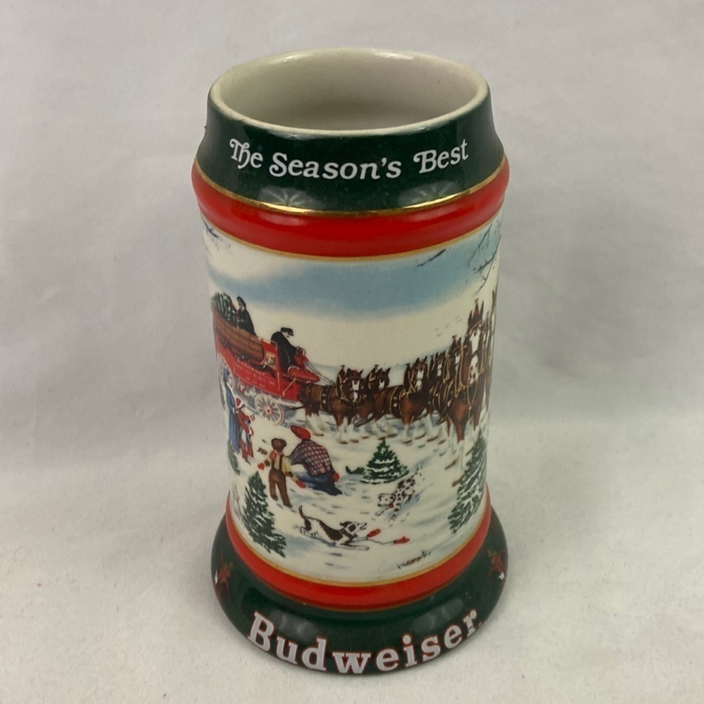 Vtg Budweiser Christmas 91 Susan Sampson Beerstein